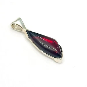 925 Solid Sterling Silver Cherry Baltic Amber Designer Drop Slider Nice Pendant - Picture 1 of 3