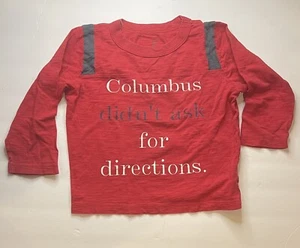 Peek T-Shirt Boys Toddler XL 18 24 Red Columbus Directions Graphic Long Sleeve - Picture 1 of 4