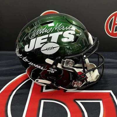 Casco Curtis Martin Autografiado Inscrito New York Jets Speed Flex Firmado PSA Foto 1 de 4