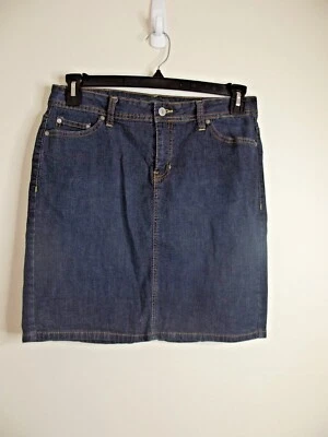 US Polo Assn Womens Denim JEAN SKIRT - Size 8 - Kick Pleat Flat Front - Image 1 of 4