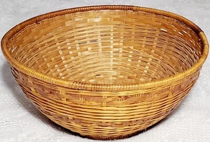 Cestino vimini 10,5" tessuto rattan tondo bicolore piccola ciotola boho chic shabby vintage - Foto 1 di 16