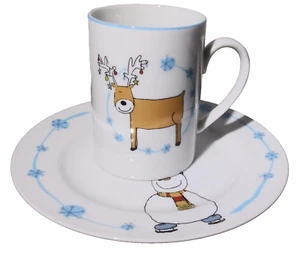 Marketplace Wonderland Snowman & Reindeer Holiday Porcelain Mug & Plate Set - Picture 1 of 16