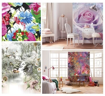 Papel Pintado Mural Floral Púrpura Rosa Rojo Rosas Plantas Niña Dormitorio Foto Pared Foto 1 de 4