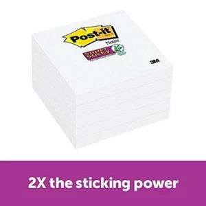 Post-it Super Sticky Notes, 2x Sticking Power, 3 x 3-Inches, White, 5-Pads/Pa... - Picture 1 of 10