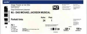 2 Musicalkarten für Michael Jackson in Hamburg am 31.01.2025 - Bild 1 von 2