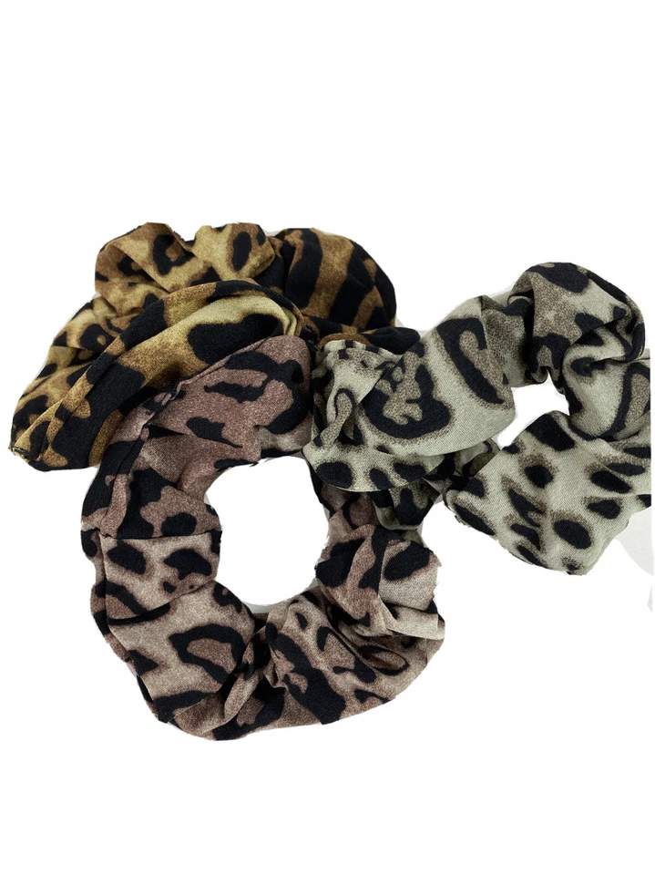 3 Noir Ombre Leopard Scrunchies in Bag