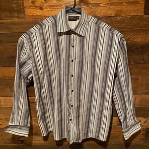 Monzini Vintage Men’s Made In US Long Sleeve Striped French Cuff Shirt Sz XXL - Picture 1 of 10
