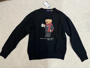 POLO RALPH LAUREN BLACK POLO BEAR JUMPER SWEATSHIRT SIZE S SMALL NEW RRP £225 - Picture 1 of 4