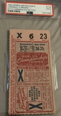 Boleto Psa 2 1944 Serie Mundial Clinching Game 6 Stan Musial Cardinals Foto 1 de 4