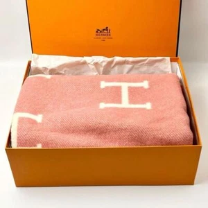 Hermes Avalon Blanket Baby Plaid Wool Cashmere 95×135 cm (37.5  53. inche)pink - Picture 1 of 6