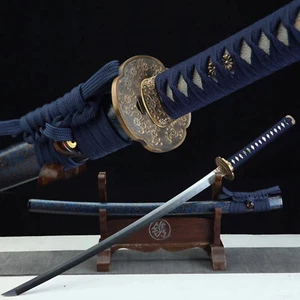 Blue Hand Polished Clay Tempered Folded Steel Japanese Samurai Sword Katana - Picture 1 of 10
