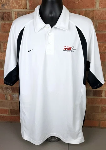 Nike Dri-Fit MB2 Motorsports NASCAR Team Issued White Polo Shirt Mens XL Cover