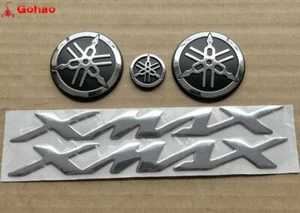 Chromed Kit Xmax Sticker + 3D "Fork" Emblem Badge for XMAX250 300 Scooter - Picture 1 of 5