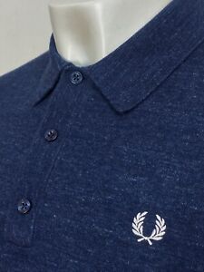 Fred Perry | Short Sleeve Stripe Cuff Knitted Polo Shirt L (Blue) Mod Scooter
