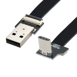 Cable FPC plano delgado de datos CY en ángulo descendente USB 2.0 tipo A macho a USB-C tipo C - Imagen 1 de 12