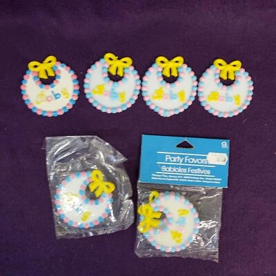 7 baberos de colección Amscan Cupcake adornos para pasteles baberos de baby shower niño niña Foto 1 de 4