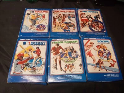 INTELLIVISION LOT (6) BOWLING BASKETBALL HOCKEY BASEBALL SOCCER BOXING COMPLETE - Image 1 of 4