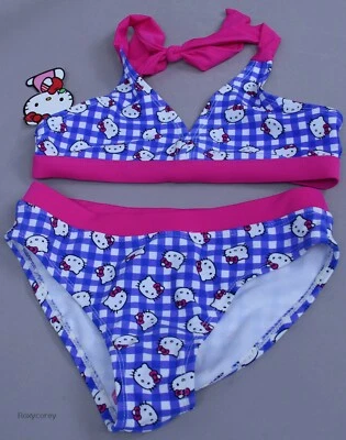 Sanrio Hello Kitty Pink & Blue 2 Pc Halter Bikini Bathing Swimsuit XSmall NWT - Image 1 of 2