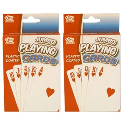 2 x Large Giant Jumbo 12cm x 8cm Deck Playing Cards (Pack of 52) Easy to Shuffle - Image 1 of 4