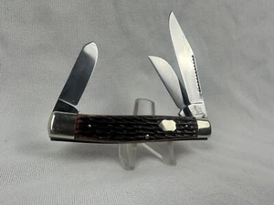 Bulldog Brand Pitt Bull Germany Hammer Forged 3 Blade Stag Handle Pocket Knife - Picture 1 of 12