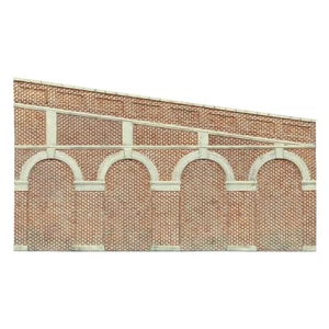 Hornby High Stepped Arched Retaining Walls x 2 (Red Brick) - Picture 1 of 2