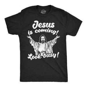 Camisetas divertidas para hombre Jesús viene look ocupado sarcástico gráfico religioso - Imagen 1 de 7