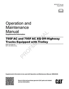 Caterpillar Cat 795F AC XQ Off Highway Truck Suppl Operators Maintenance Manual - Picture 1 of 1