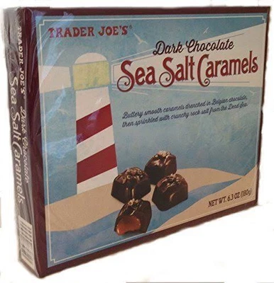 Trader Joe’s Dark Chocolate Sea Salt Carmels 6.35 oz Best by August 31,2026 - Image 1 of 3