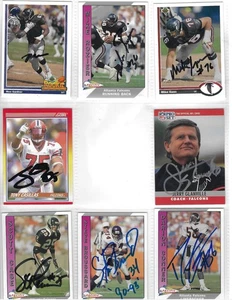 LOTE DE 8 TARJETAS DE FÚTBOL AMERICANO LEGGS FIRMADAS Atlanta Falcons - Imagen 1 de 1