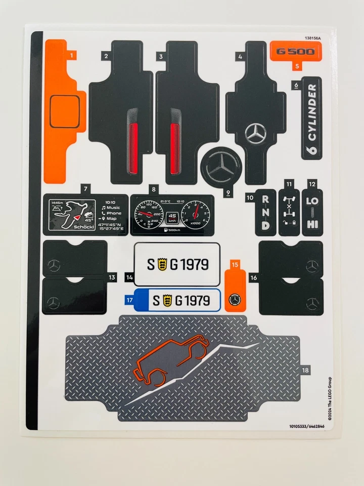 NEW LEGO | Sticker Sheet for Set 42177 Technic Mercedes-Benz G 500 - Image 1 of 1