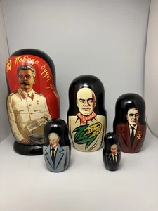 Conjunto de 5 muñecas de anidación de presidentes de Rusia de la Unión Soviética ahora a través de Stalin - Imagen 1 de 14