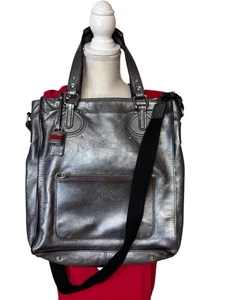 Chloe Mr Paddington 2way Large Leather Tote Crossbody Bag Gray Silver Metallic - Picture 1 of 24