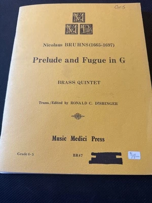 Nicolaus Bruhns Prelude and Fugue in G Brass Quintet Medici Music Press Book - Image 1 of 3