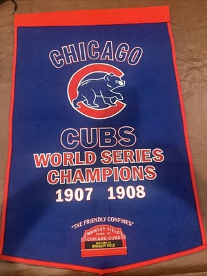 Chicago Cubs World Series champs 1907 1908 felt banner Vintage 36 L By 24 wide - Image 1 of 4