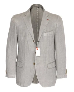 NWT ISAIA NAPOLI SPORT COAT linen grey hardly washed luxury Italy 50 - Picture 1 of 6
