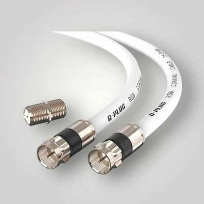25 FT - RG6U 75 Ohm Coaxial Cable Extension Wire Satellite TV Connection - White - Image 1 of 4