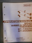 Echo Factory Owners Manual Weed And Grass Trimmer GT160AE GT200BE