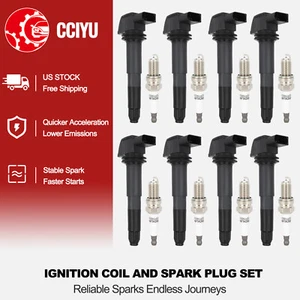 CCIYU 8 Ignition Coil + 8 Spark Plug For 03 04 2005 2006 Porsche Cayenne 4.5L V8 - Picture 1 of 8