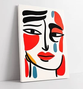 ABSTRACTO MINIMALISTA MUJER ESTILO MATISSE CARA - LONA ENMARCADA PROFUNDA IMPRESIÓN ARTÍSTICA - Imagen 1 de 2