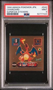 1998 AMADA POKEMON JAPANESE SUPER DX STICKER CHARIZARD PSA 9 - Bild 1 von 3