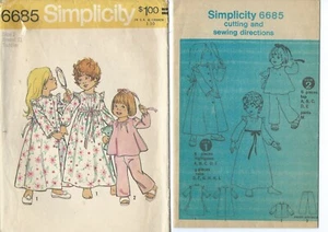 S 6685 sewing pattern 70's darling ROBE NIGHTGOWN PAJAMAS sew little girl size 2 - Picture 1 of 1