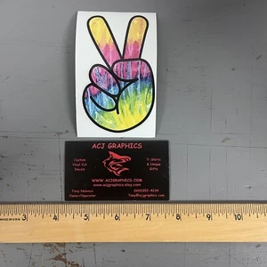 Sticker Peace  Fingers Hippie TIE DYE  Decal - Picture 1 of 4
