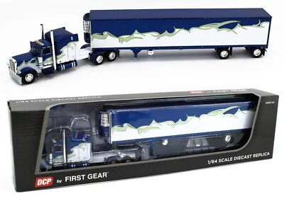 DCP 1:64 *BLUE* Peterbilt 389 63" Midroof 53' Spread-Axle Reefer Trailer NIB - Image 1 of 4