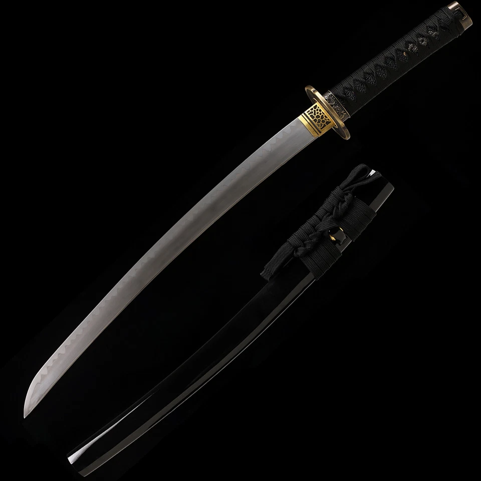 30-дюймовый японский самурайский меч вакидзаси катана T10 сталь глина закаленный накладной монтаж - Изображение 1 из 4