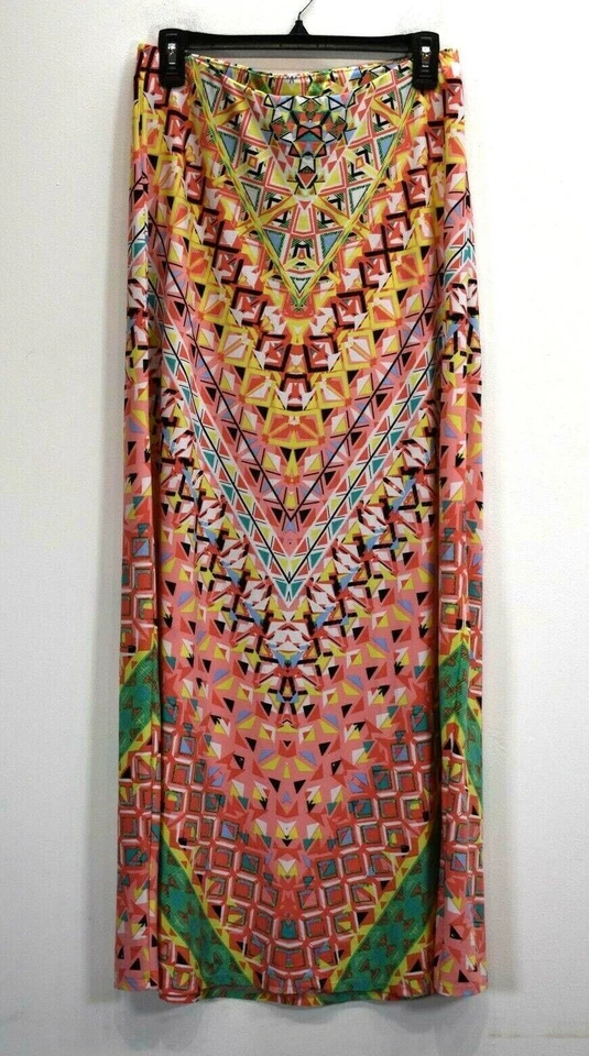 Бежевый bt ECI женщин многоцветный геометрический принт эластичный пояс эластичной Midi юбка M - Изображение 1 из 4