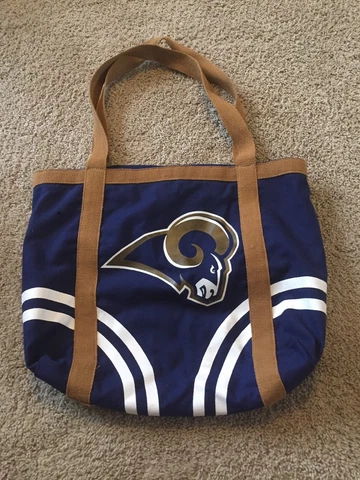 LOS ANGELES RAMS Football NFL Purse Tote Bag Blue Handle Carry Zipper Inside Cover