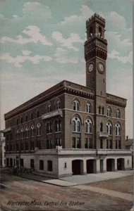 WORCESTER MASSACHUSETTS ESTACIÓN CENTRAL DE BOMBEROS POSTAL TEMPRANA - EXTINCIÓN DE INCENDIOS - Imagen 1 de 2