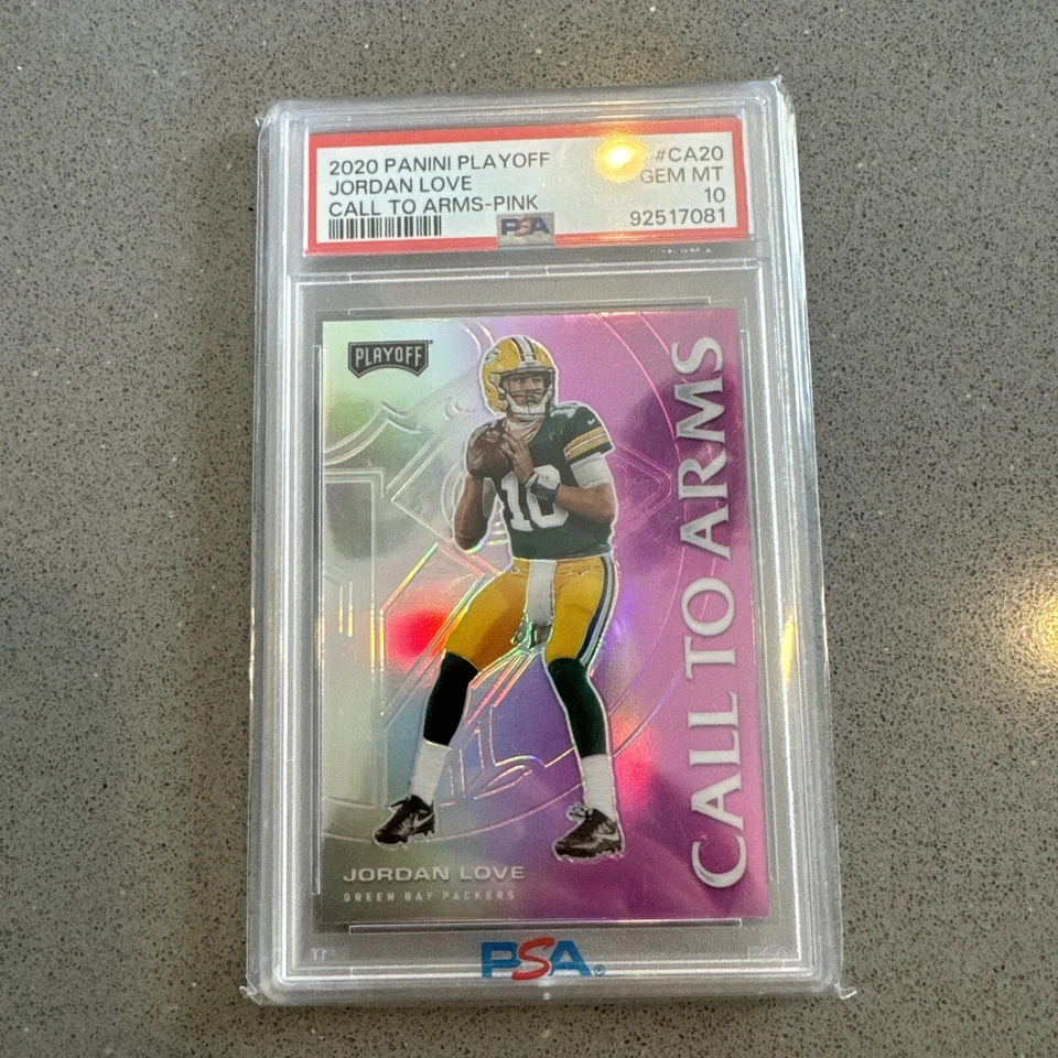 2020 Panini Playoff  JORDAN LOVE Call To Arms Red PSA 10 - Image 1 of 4