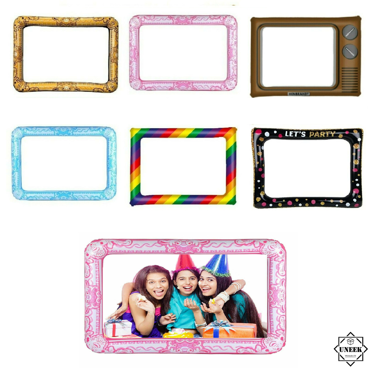 Giant Inflatable Photo Frame Selfie Booth - Gold & Pink - Perfect For Birthdays, Hen Parties & Weddings!