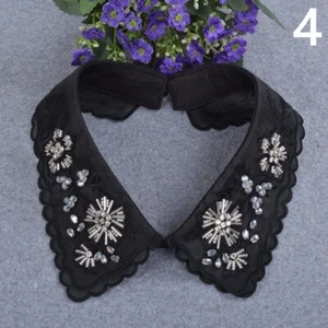 Women Costume Decor Fake False Collar Choker Rhinestone Beaded Floral Embroidery - Picture 1 of 22